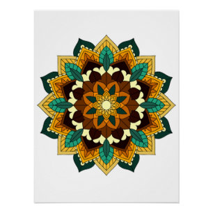 Mandala Pattern 02 in yellow & tan Poster