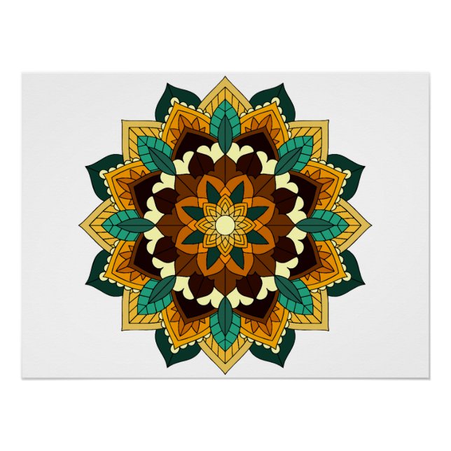Mandala Pattern 02 in yellow & tan Poster (Front)