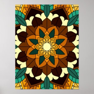 Mandala Pattern 02 in yellow & tan Poster