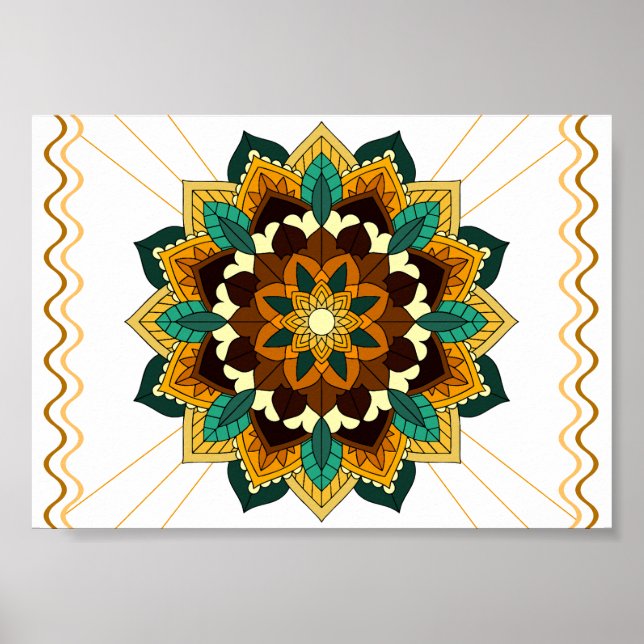 Mandala Pattern 02 in yellow & tan Poster (Front)