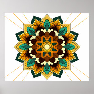 Mandala Pattern 02 in yellow & tan Poster