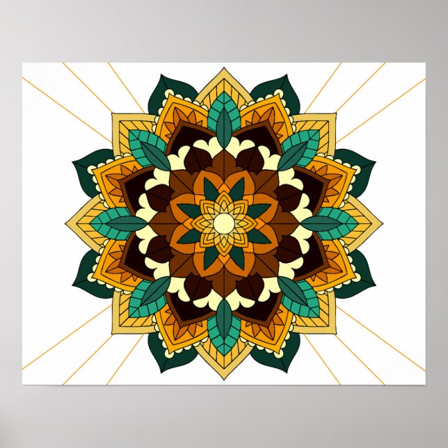 Mandala Pattern 02 in yellow & tan Poster (Front)