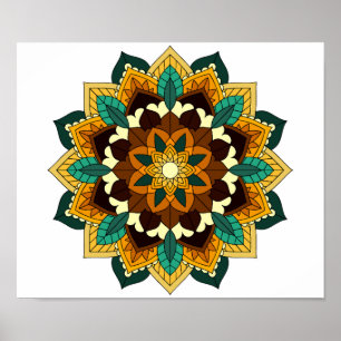 Mandala Pattern 02 in yellow & tan Poster