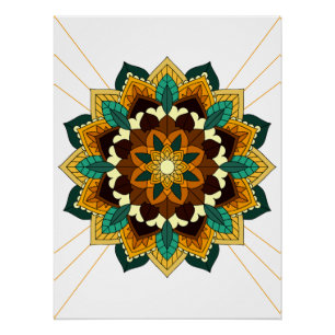 Mandala Pattern 02 in yellow & tan Poster