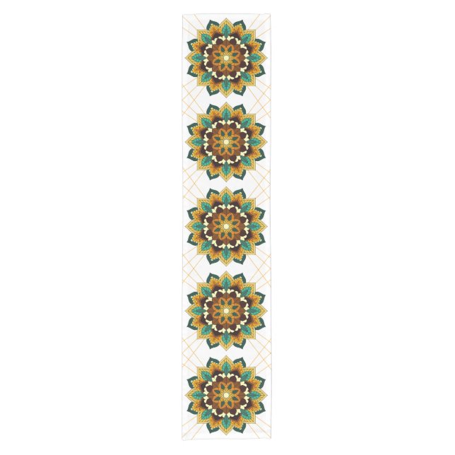 Mandala Pattern 02 in yellow & tan Short Table Run Runner (Front)