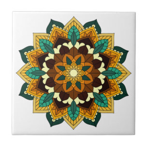 Mandala Pattern 02 in yellow & tan Tile