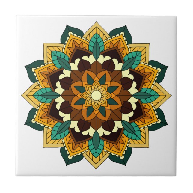 Mandala Pattern 02 in yellow & tan Tile (Front)