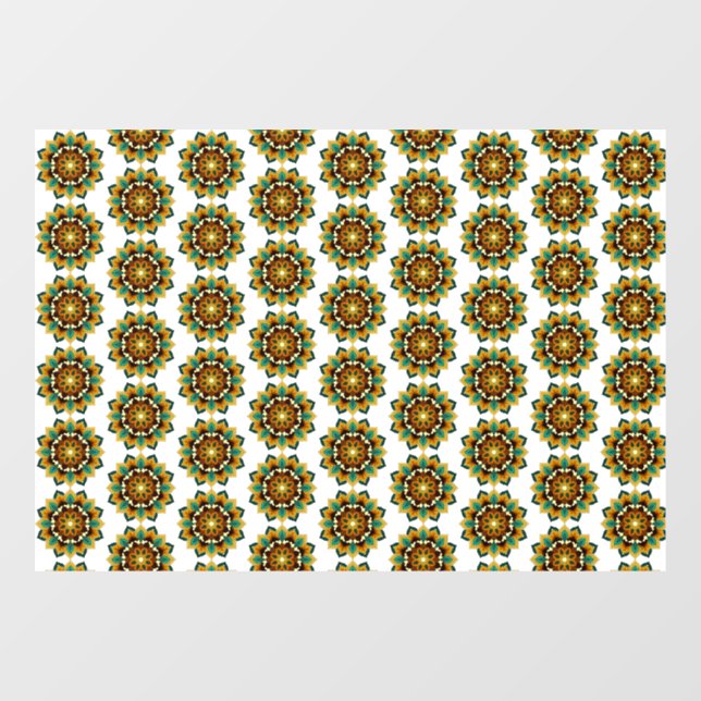 Mandala Pattern 02 in yellow & tan Window Cling (Sheet)