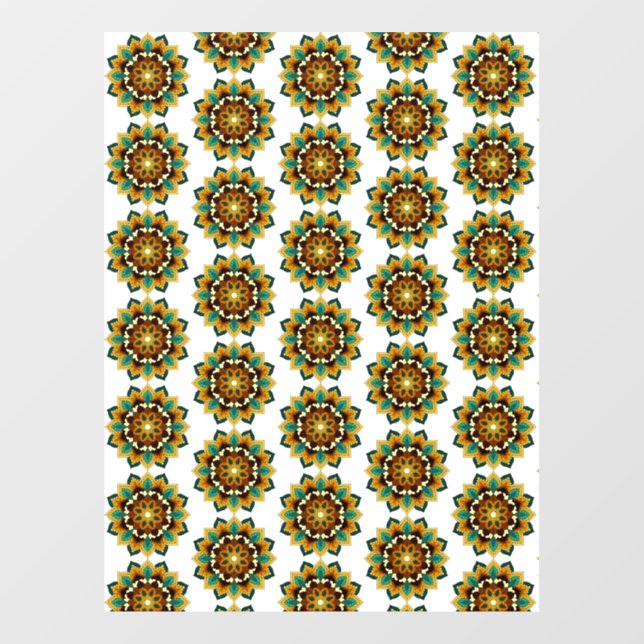 Mandala Pattern 02 in yellow & tan Window Cling (Sheet)