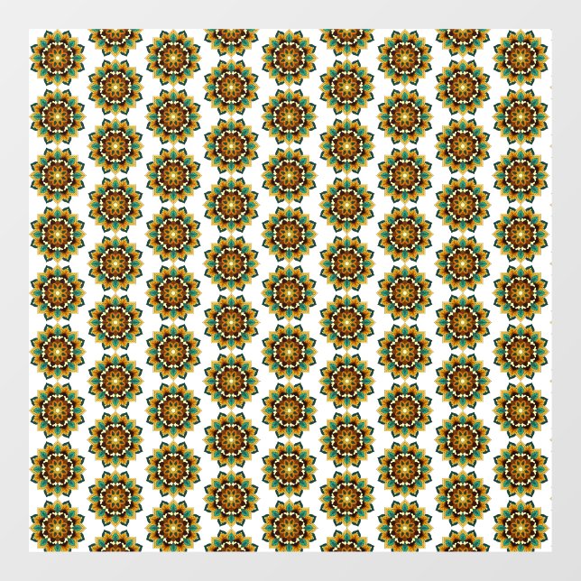 Mandala Pattern 02 in yellow & tan Window Cling (Sheet)