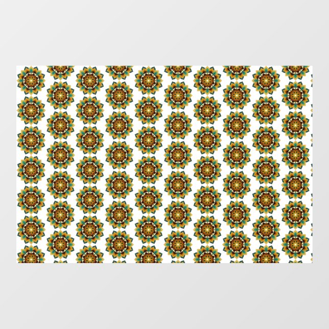 Mandala Pattern 02 in yellow & tan Window Cling (Sheet)