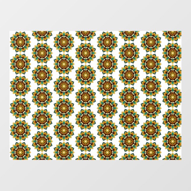Mandala Pattern 02 in yellow & tan Window Cling (Sheet)