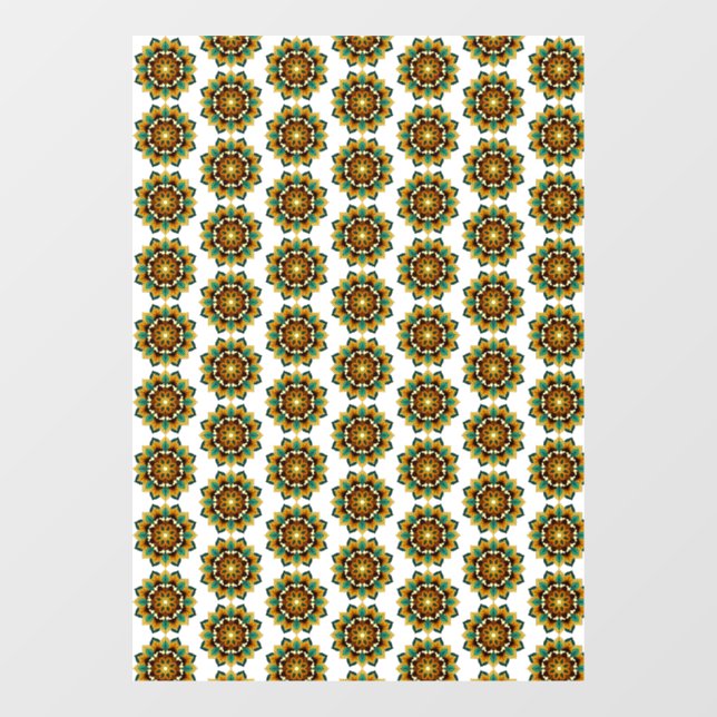 Mandala Pattern 02 in yellow & tan Window Cling (Sheet)