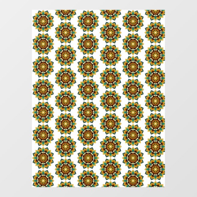 Mandala Pattern 02 in yellow & tan Window Cling (Sheet)