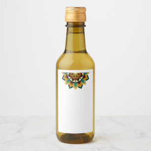 Mandala Pattern 02 in yellow & tan Wine Label