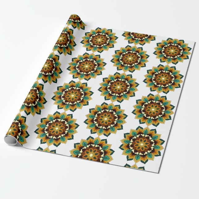 Mandala Pattern 02 in yellow & tan Wrapping Paper (Unrolled)