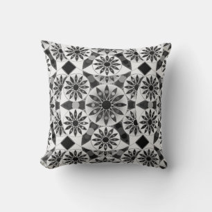 Mandala pattern , black, white and grey / grey cushion