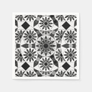 Mandala pattern , black, white and grey / grey napkin