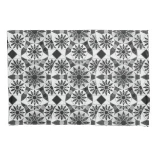 Mandala pattern , black, white and grey / grey pillowcase