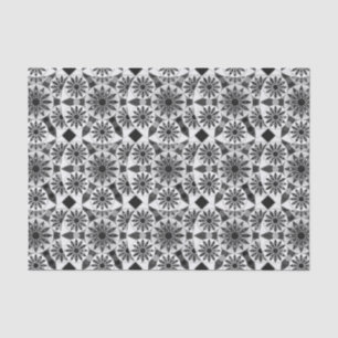 Mandala pattern , black, white and grey / grey tissue paper