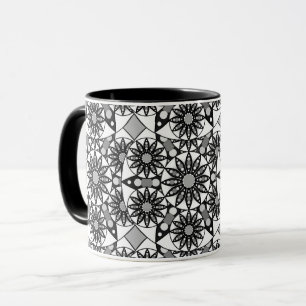 Mandala pattern, Black, White and Grey  Mug
