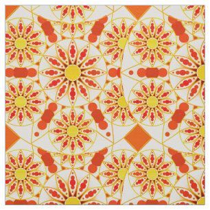 Mandala pattern, brick red, rust, gold fabric