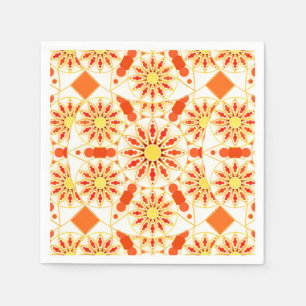 Mandala pattern, brick red, rust, gold napkin