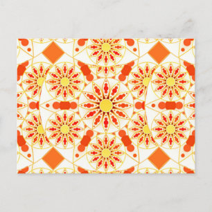 Mandala pattern, brick red, rust, gold postcard