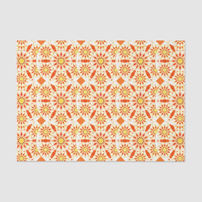 Mandala pattern, brick red, rust, gold tissue paper (Front)