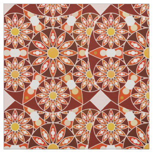 Mandala pattern, brown, rust, tan, beige fabric