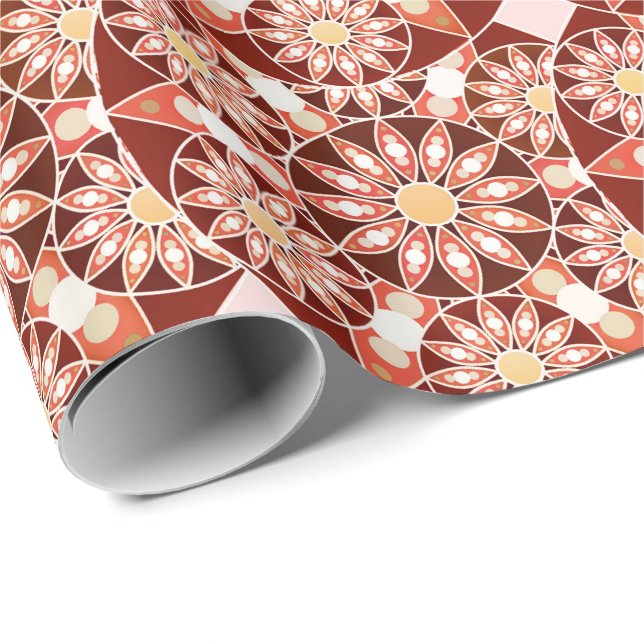 Mandala pattern, brown, rust, tan, beige wrapping paper (Roll Corner)