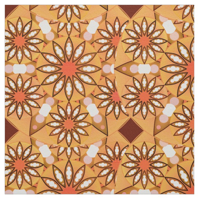 Mandala pattern, caramel tan, chocolate brown fabric (Swatch)