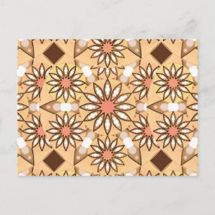 Mandala pattern, caramel tan, chocolate brown postcard