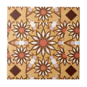 Mandala pattern, caramel tan, chocolate brown tile
