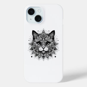 Mandala Pattern Cat Design iPhone 15 Case