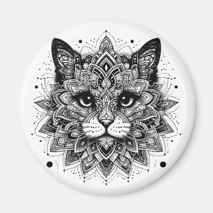 Mandala Pattern Cat Design Magnet
