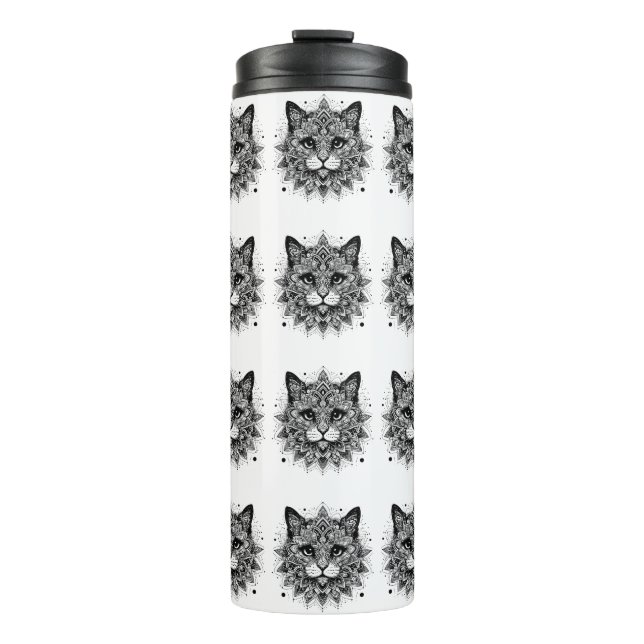 Mandala Pattern Cat Design Thermal Tumbler (Front)