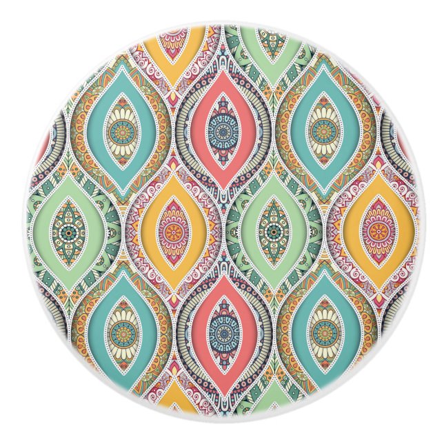 Mandala pattern ceramic knob (Front)