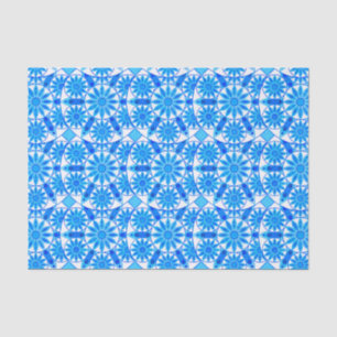 Mandala pattern, cobalt blue, turquoise and white tissue paper
