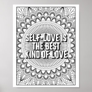 Mandala Pattern coloring page mindfulness quote Poster