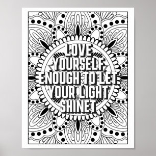 Mandala Pattern coloring page mindfulness quote Poster