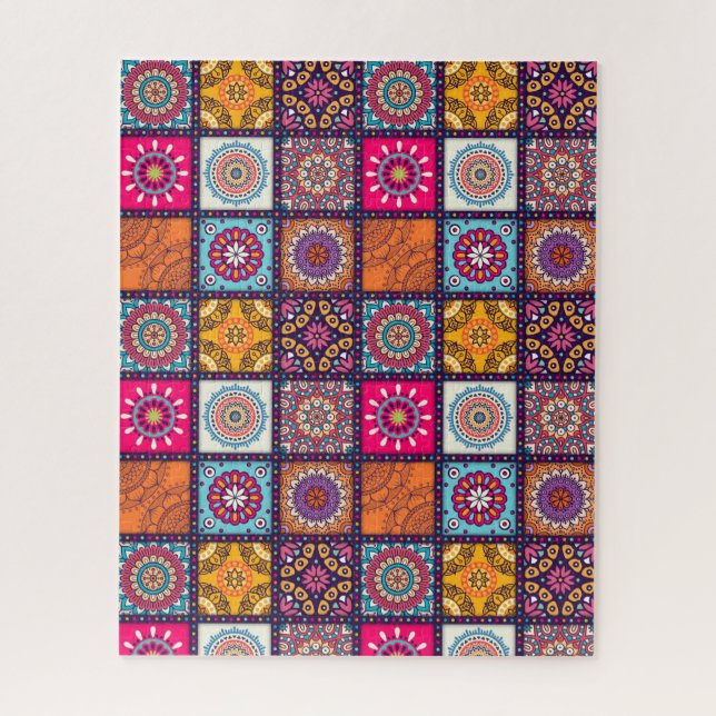 Mandala pattern colourful ethnic Moroccan Jigsaw Puzzle (Vertical)
