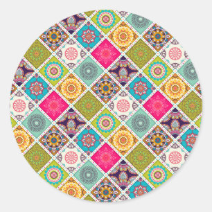 Mandala pattern colourful Moroccan Classic Round Sticker