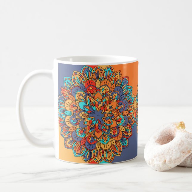 Mandala pattern colourful Moroccan Coffee Mug (With Donut)