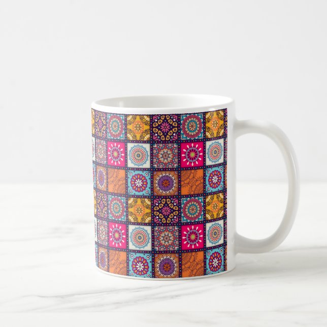 Mandala pattern colourful Moroccan Coffee Mug (Right)