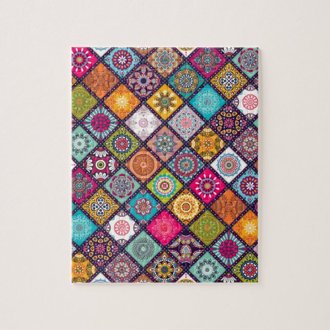Mandala pattern colourful Moroccan Jigsaw Puzzle (Vertical)