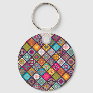 Mandala pattern colourful Moroccan Key Ring