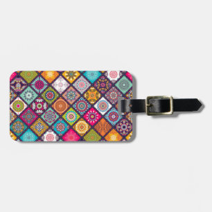 Mandala pattern colourful Moroccan Luggage Tag