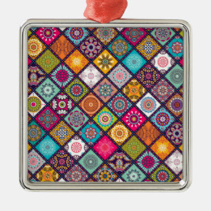 Mandala pattern colourful Moroccan Metal Tree Decoration