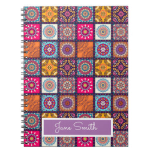 Mandala pattern colourful Moroccan name Notebook